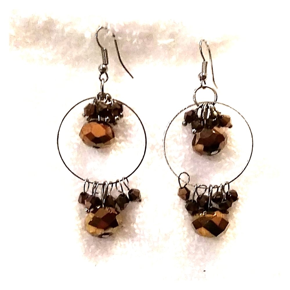 Dangle hoop and crystal earrings